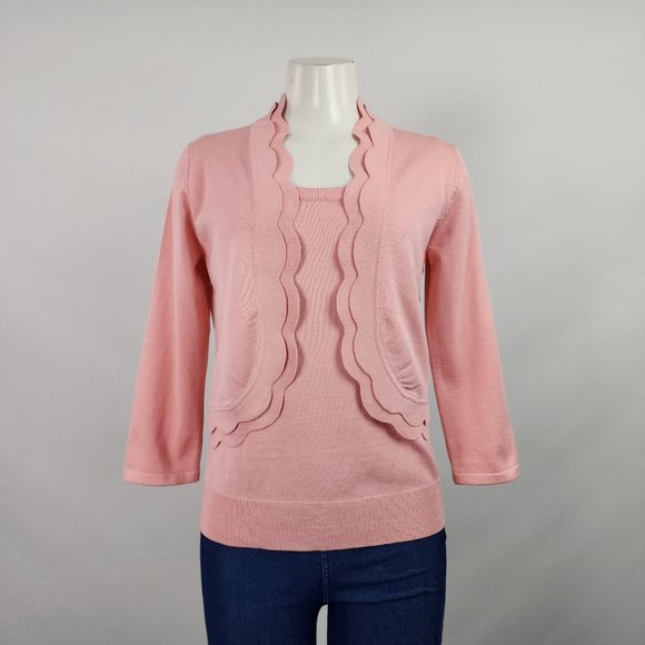 Cable & Gauge Sweaters - Cable & Gauge Pink Knit Seater Top Set Size M